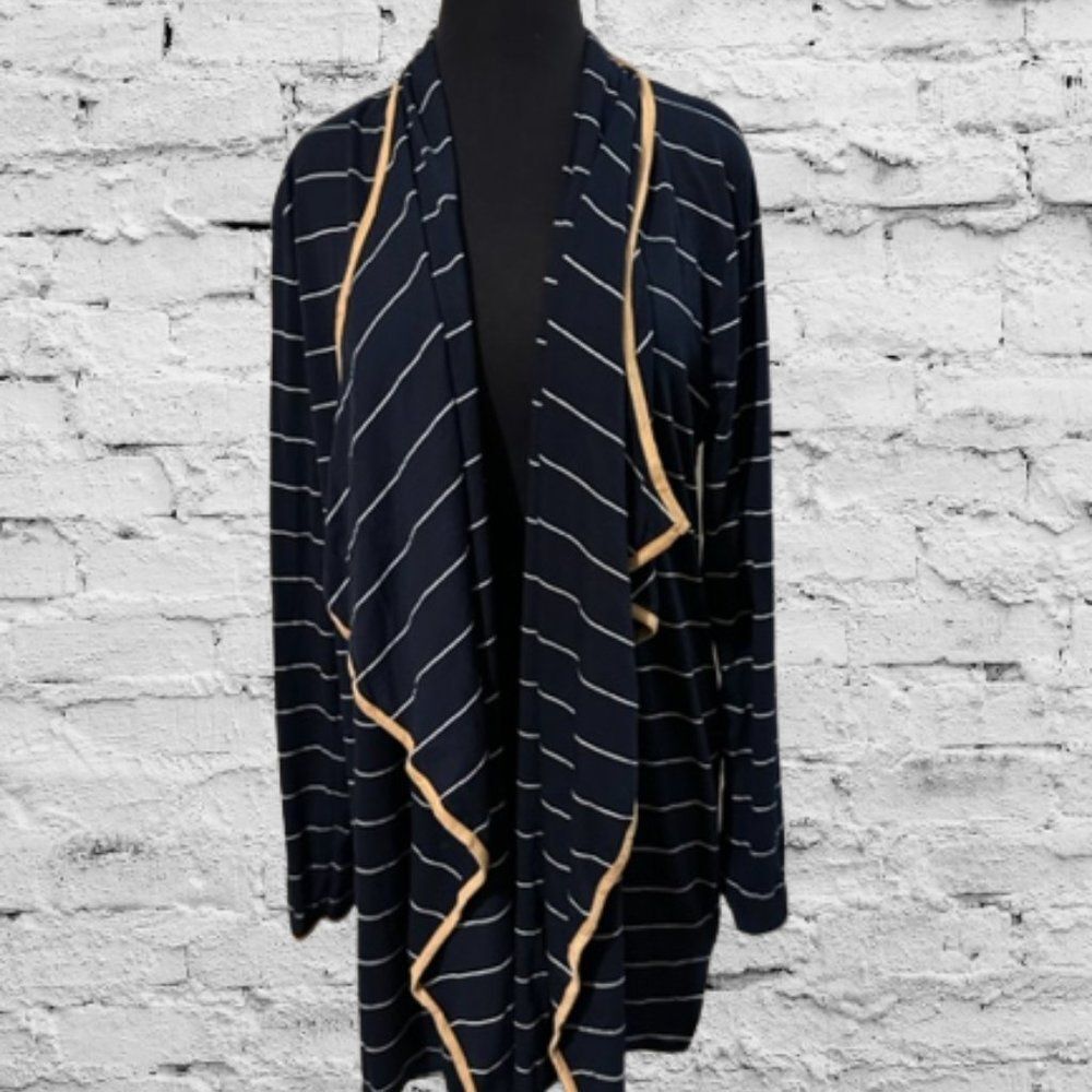 Veveret Navy & White Stripe Knit Cardigan T630052X  2X  NWT Boutique